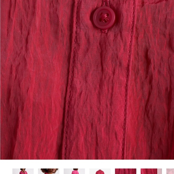 NWT Express Crinkle Portofino Maxi Shirt Dress Hot Pink Size Medium - Picture 5 of 6